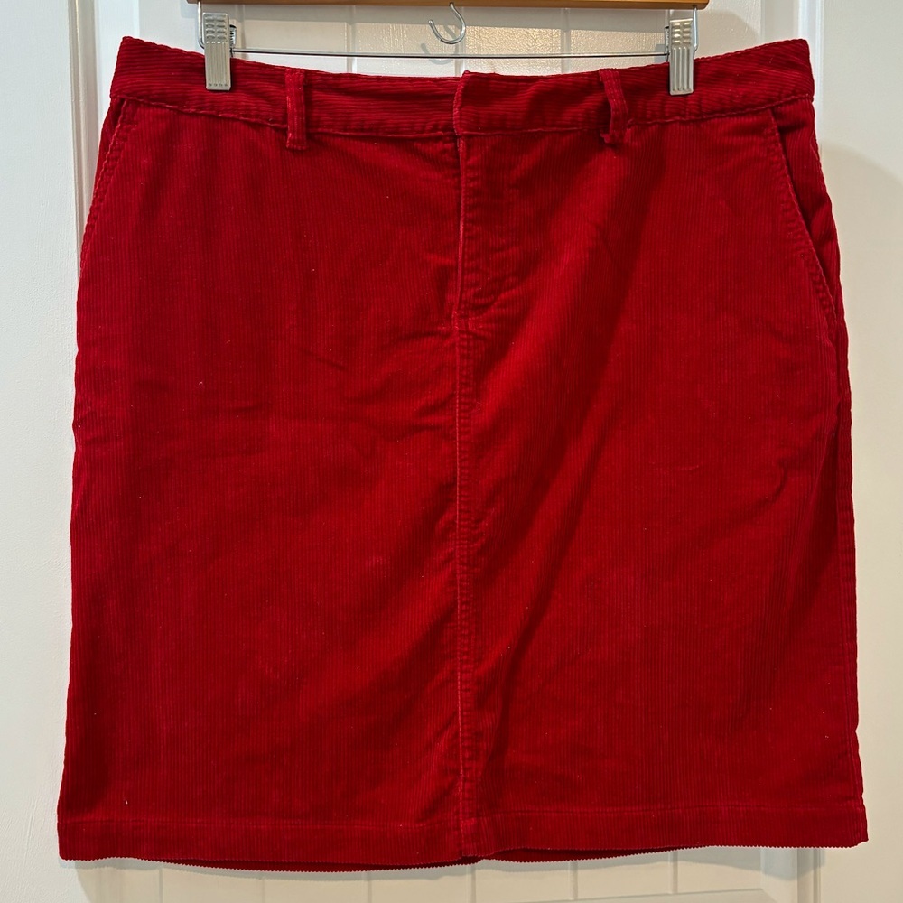 American Living Red Corduroy Skirt Size 14 70s Boho